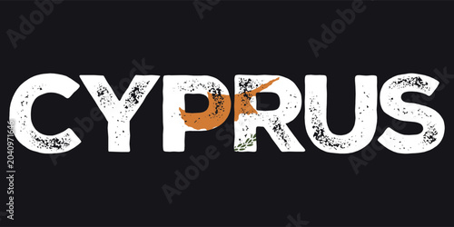 Tableau sur toile The word Cyprus, Lettering, 1 October 1960, Olives, Copper Color, Bold Fonts, Cy