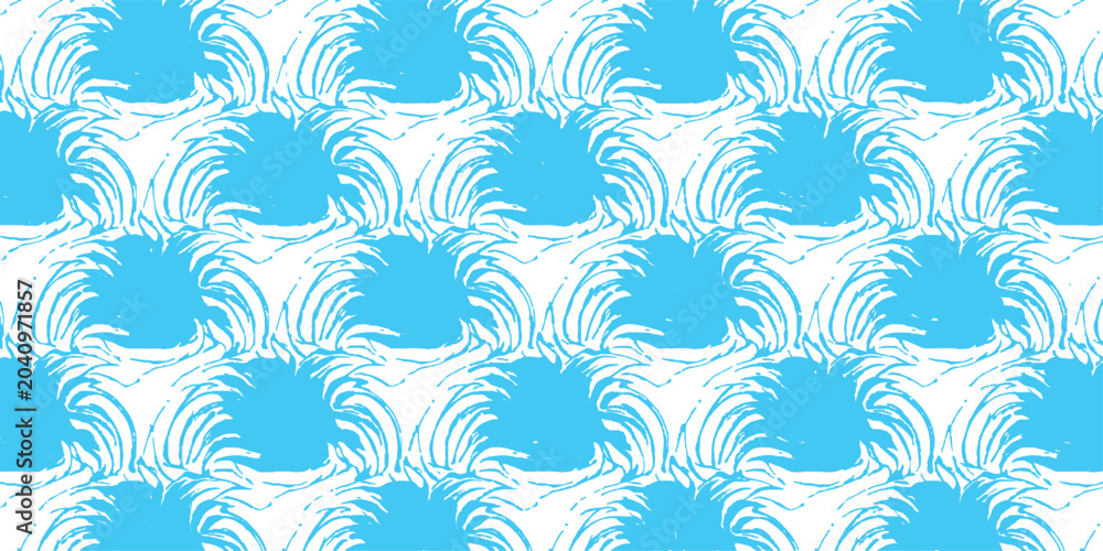 Fototapeta premium Abstract blue and white wave seamless pattern background for wallpaper and fabric texture