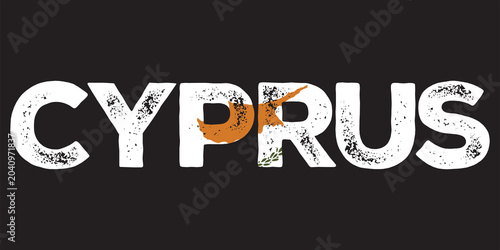 Fotografía The word Cyprus, Lettering, 1 October 1960, Olives, Copper Color, Bold Fonts, Cy