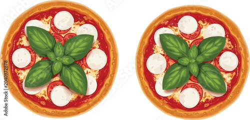 Foto Margherita Pizza Collection with Mozzarella Cheese Tomato Sauce and Fresh Basil