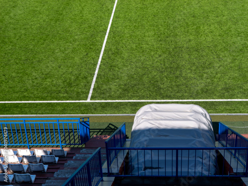 Player tunnel and sideline at soccer stadium