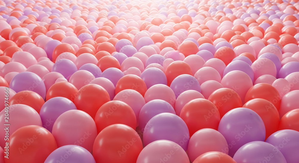Obraz premium Soft, round objects in shades of pink, coral, and lavender fill the frame, creating a playful and celebratory atmosphere. Symbolizes joy, party, and festivity.