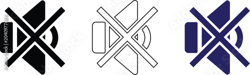 Obraz na płótnie Mute Speaker Icons Set, Vector Sound Off Symbols for Volume Control, Silent Mode