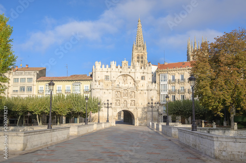 Historic Arch Of Santa Maria In Burgos, Spain, Medieval Architecture And European Travel Destination