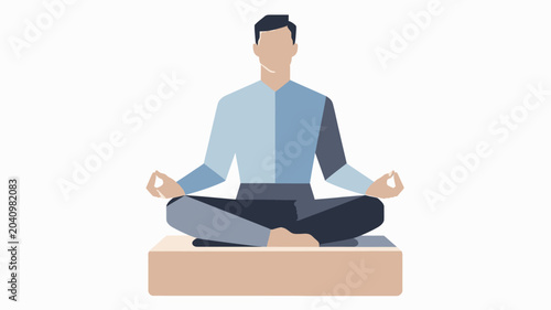 Valokuva A man sitting in a meditative yoga pose.