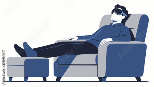 Schilderij op canvas Man relaxing on a recliner sofa.