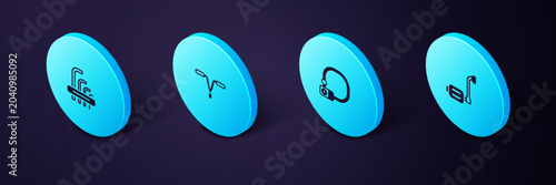 Картината върху платно Set Isometric Bicycle pedal, lock, handlebar and Tool allen keys icon