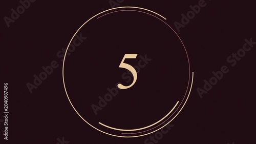 Premium 4K Vintage Crimson Old Film Leader Countdown with Champagne Gold Clockwork Rings