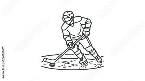 Photography Professional ice hockey player handling a puck with stick.