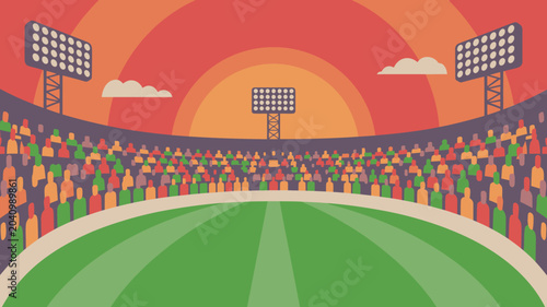 Canvastavla stadium crowd vector illustration sports event arena spectators fans game compet