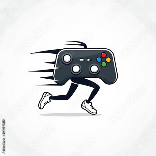 Playful Running Video Game Controller Illustration Design.