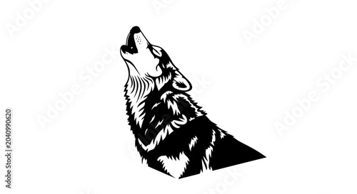 Canvastavla Wolf howling at the moon alone.