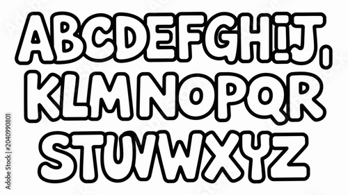 Schilderij op canvas alphabet letters in bold outline style uppercase font typeface graphic design ed