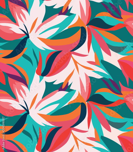 Hand drawn abstract floral lines pattern. Seamless flowers background. Modern drawings for textile design, fabric printing, packaging, wallpaper, decoration, cards and posters 
