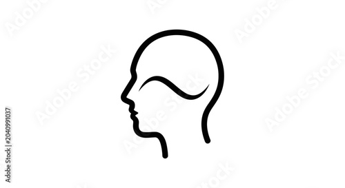 Black line drawing of human head.