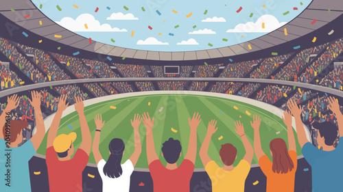 Tablou pe pânză stadium crowd vector illustration sports event cheering fans spectators arena ce