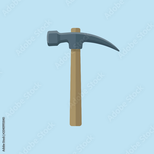 Фотография A sturdy metal hammer with a wooden handle on a blue background