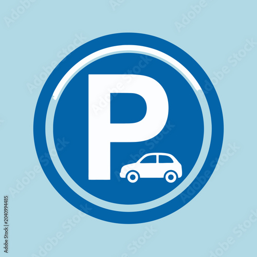 Fotografie A blue circular sign indicating a designated area for motor vehicles