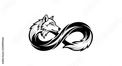 Tableau sur toile Wolf Infinity Symbol Logo - Wild Animal Spirit and Endless Connection