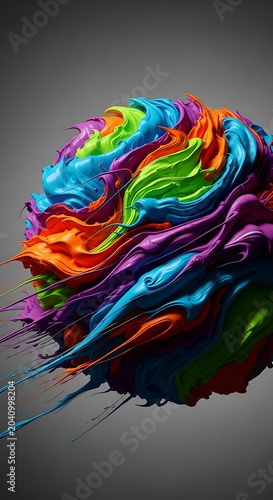 Vibrant Abstract Paint Splash Explosion in Colorful Swirls.