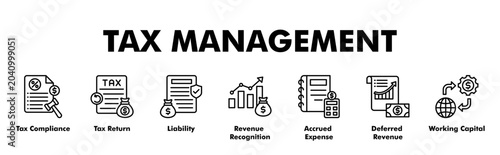 Bild auf Leinwand TAX MANAGEMENT web banner icon vector illustration concept for business with ico