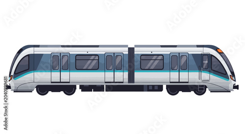 Modern metro train on white background