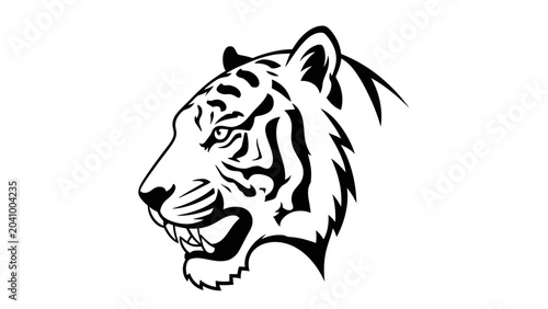 Bild auf Leinwand Black and white tiger head profile.