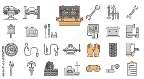 Collection of Various Tools and Equipment Icons.