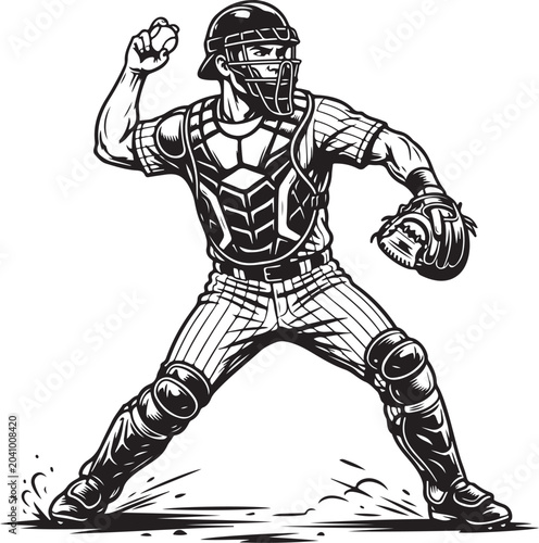 Φωτογραφία Baseball catcher throwing ball in stance