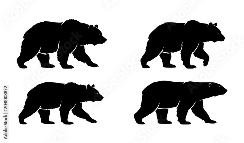 Photos Bear Silhouette Collection Bundle with Different Walking Wildlife Animal Positio