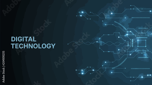 Tableau sur toile digital technology circuit board vector electronics futuristic blue network data