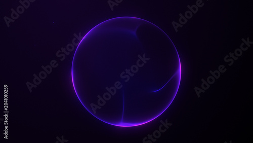 Foto Ultraviolet Liquid Plasma Sphere with Vibrant Neon Rim Glow, Subtle Surface Trem