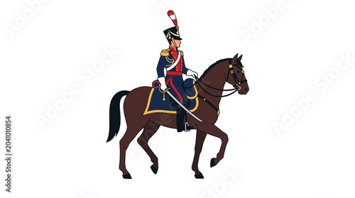 Bild auf Leinwand Historical 19th Century Napoleonic Era Cavalry Officer Riding a Horse
