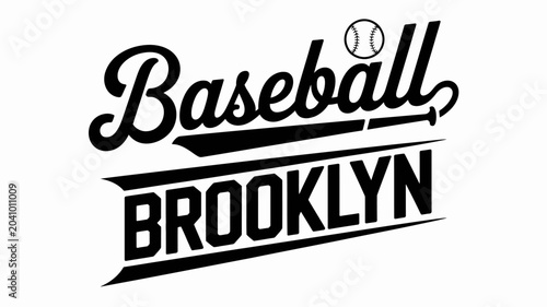 Tableau sur toile baseball brooklyn logo black and white sport text design graphic typography ball