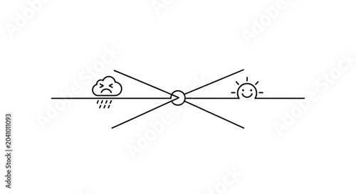 Photos Minimalist line art illustration of mental health transition from sad mood to positive mindset