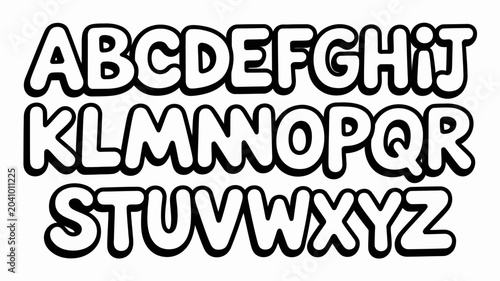 Schilderij op canvas alphabet letters in bold outline style uppercase font typeface graphic design bl