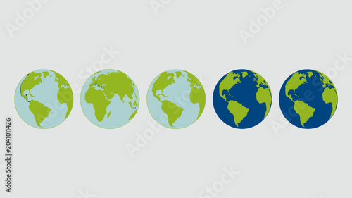 Canvastavla five globes arranged in row vector earth planet world illustration arrangement g