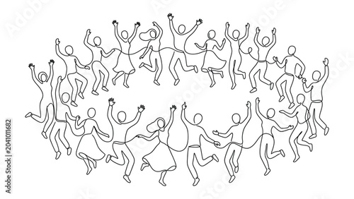 A group of people dancing together.