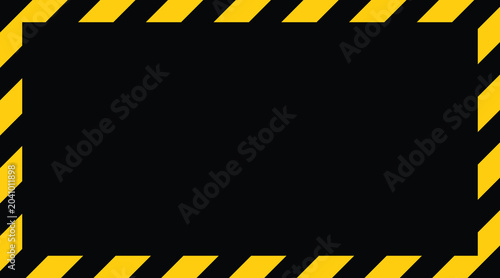 Yellow and black striped warning border frame for safety signage and hazard alerts  industrial caution tape design element