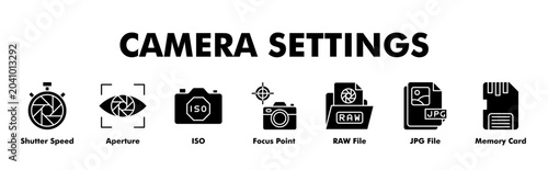 Canvastavla CAMERA SETTINGS web banner icon vector illustration concept for business with ic
