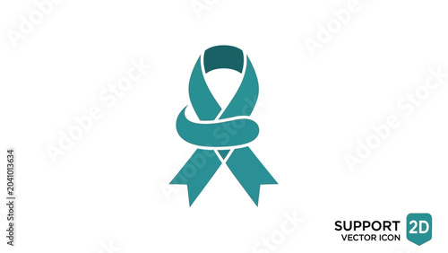 Bild auf Leinwand Teal awareness ribbon support symbol.