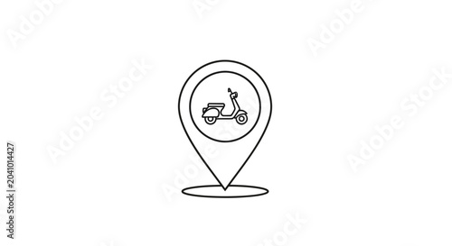 Black line icon map pin scooter.
