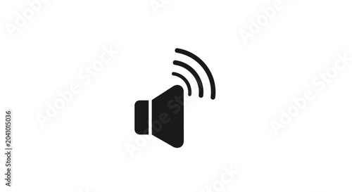 Photos Black speaker icon with sound waves.