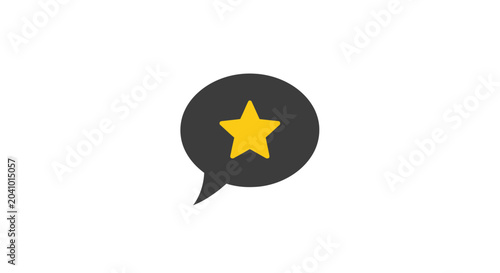 Black speech bubble with gold star.