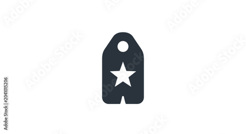 Fotografie Black Tag With White Star Symbol.