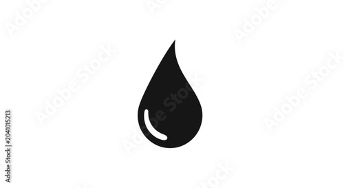 Black Teardrop Shape Water Droplet Icon.