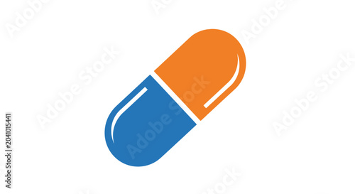 Blue and orange medical capsule pill.
