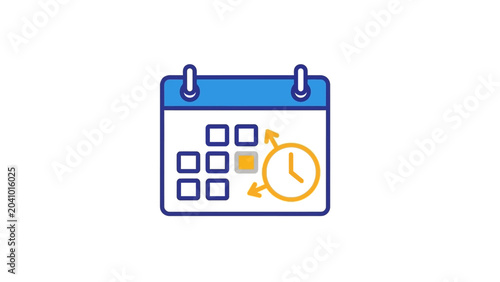 Digital calendar icon with clock.