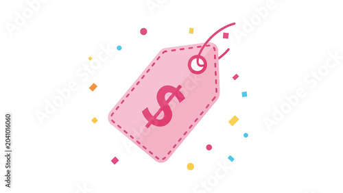 Konstfotografi Pink tag with dollar sign symbol.