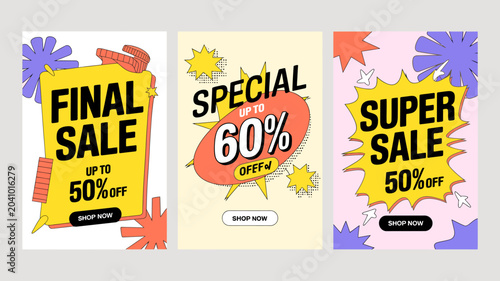 Photos sale advertisements vector illustration discounts final special offer super grap
